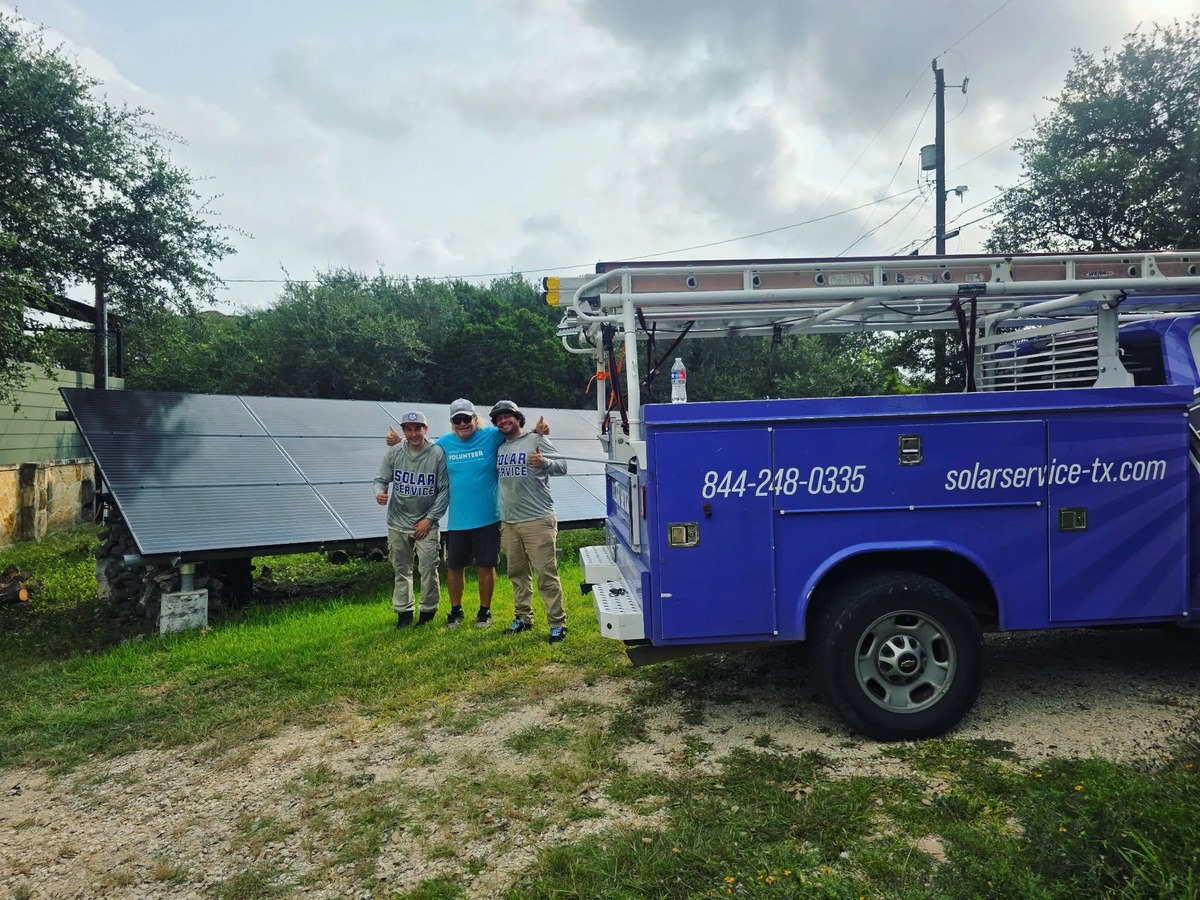 Solar Service technicians at a ground-mount solar array